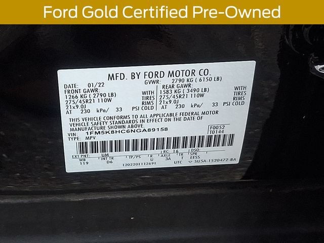 Certified 2022 Ford Explorer Platinum w/ Equipment Group 601A AWD/4WD image 31