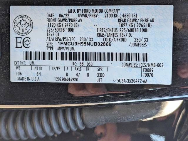 Certified 2022 Ford Escape SEL w/ Equipment Group 302A AWD/4WD image 30