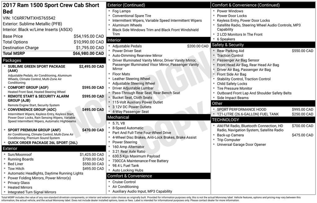 Used 2017 RAM 1500 Sport w/ Sublime Green Sport Package image 10