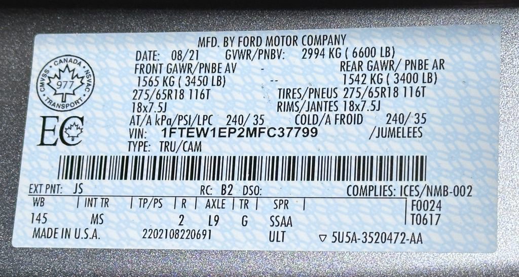 Certified 2021 Ford F150 XLT w/ Equipment Group 301A Mid image 59