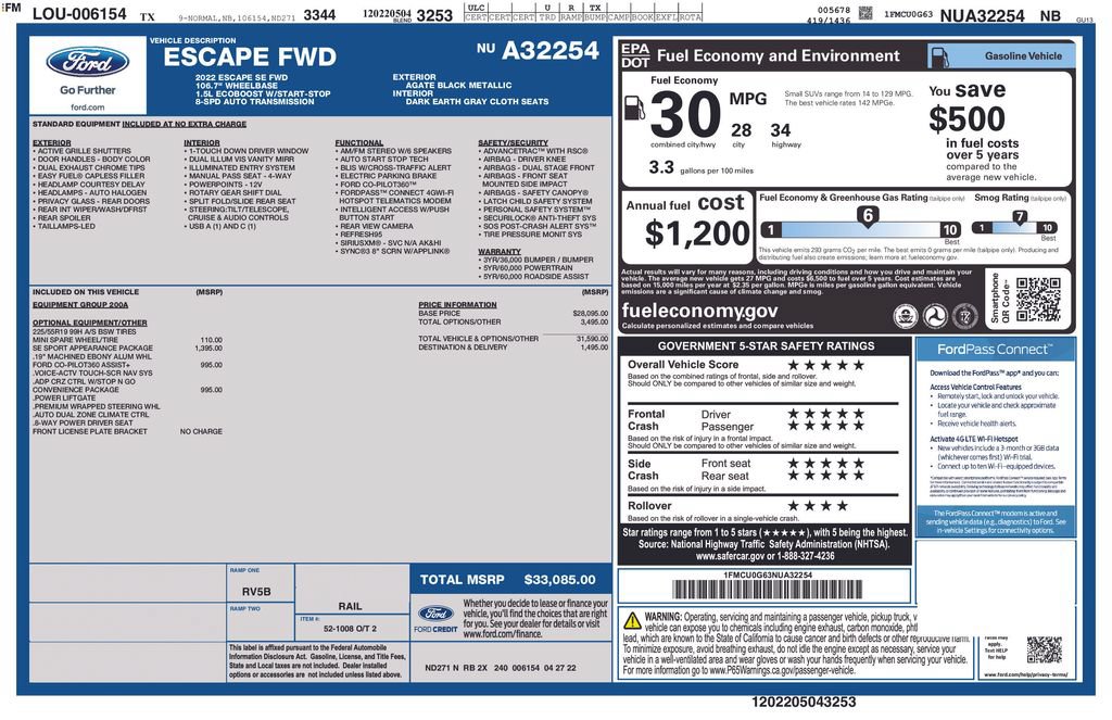 Certified 2022 Ford Escape SE w/ SE Sport Appearance Package FWD image 33