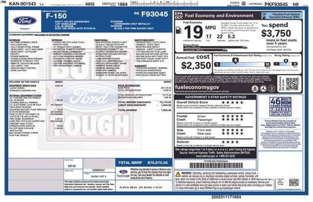 Certified 2023 Ford F150 Lariat w/ Equipment Group 502A High AWD/4WD image 37