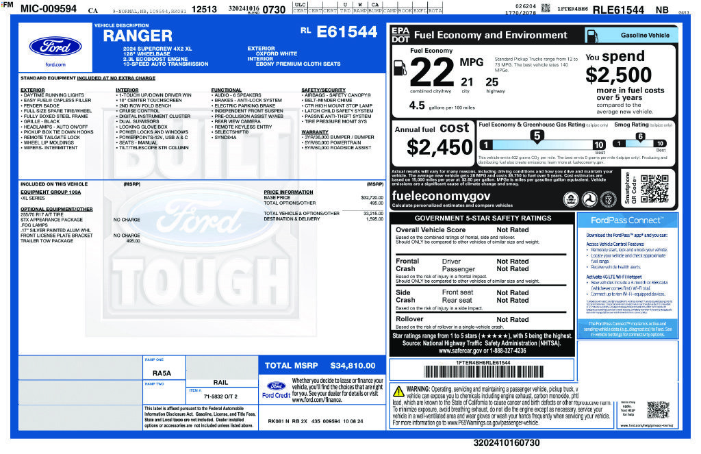 Certified 2024 Ford Ranger XL w/ Trailer Tow Package RWD image 3