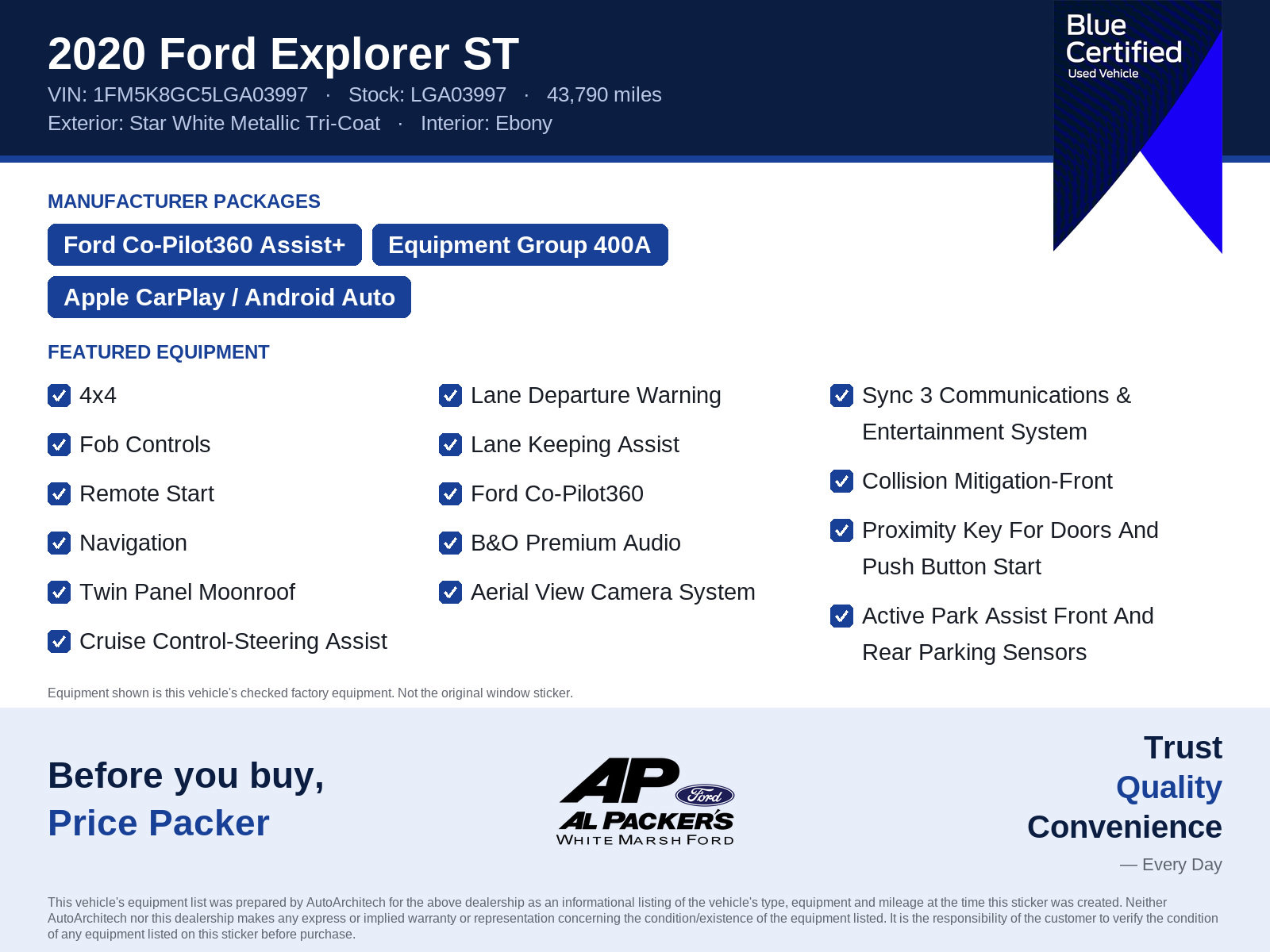 Certified 2020 Ford Explorer ST AWD/4WD image 10