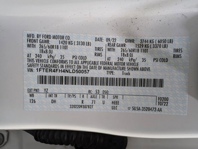 Certified 2022 Ford Ranger Lariat w/ Equipment Group 501A High image 9