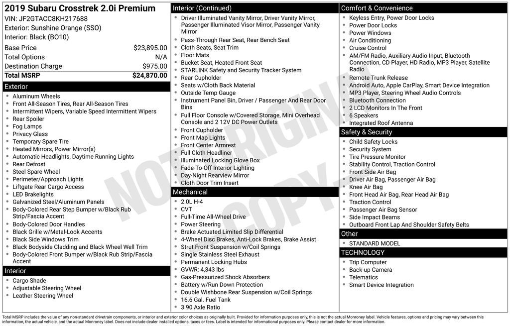 Used 2019 Subaru Crosstrek 2.0i Premium image 12