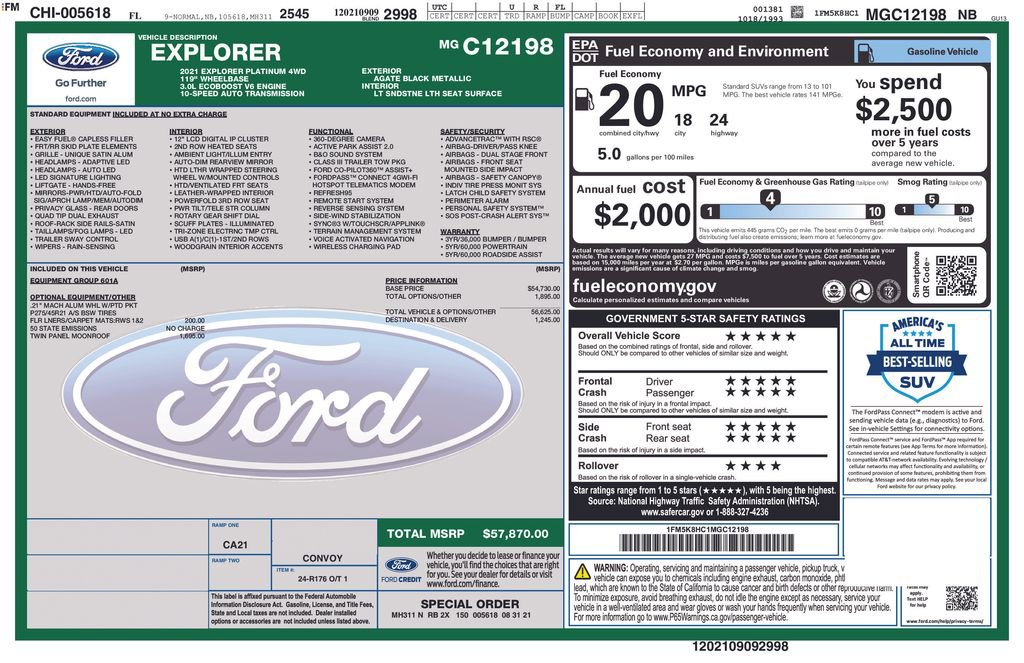 Certified 2021 Ford Explorer Platinum w/ Equipment Group 601A AWD/4WD image 5
