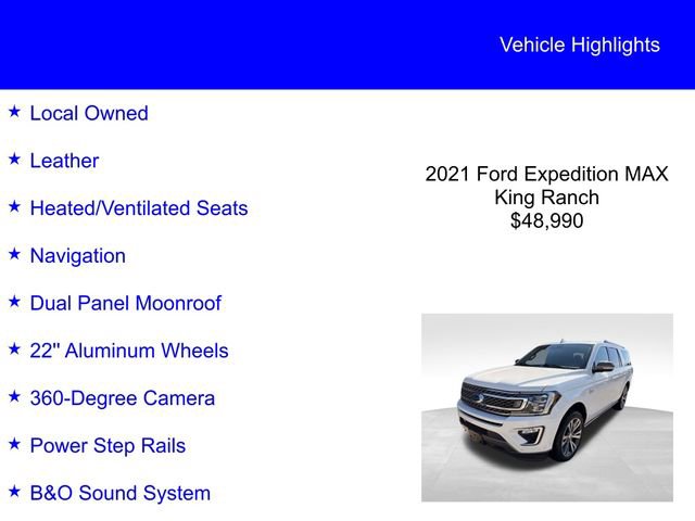 Certified 2021 Ford Expedition Max King Ranch w/ Cargo Package image 2