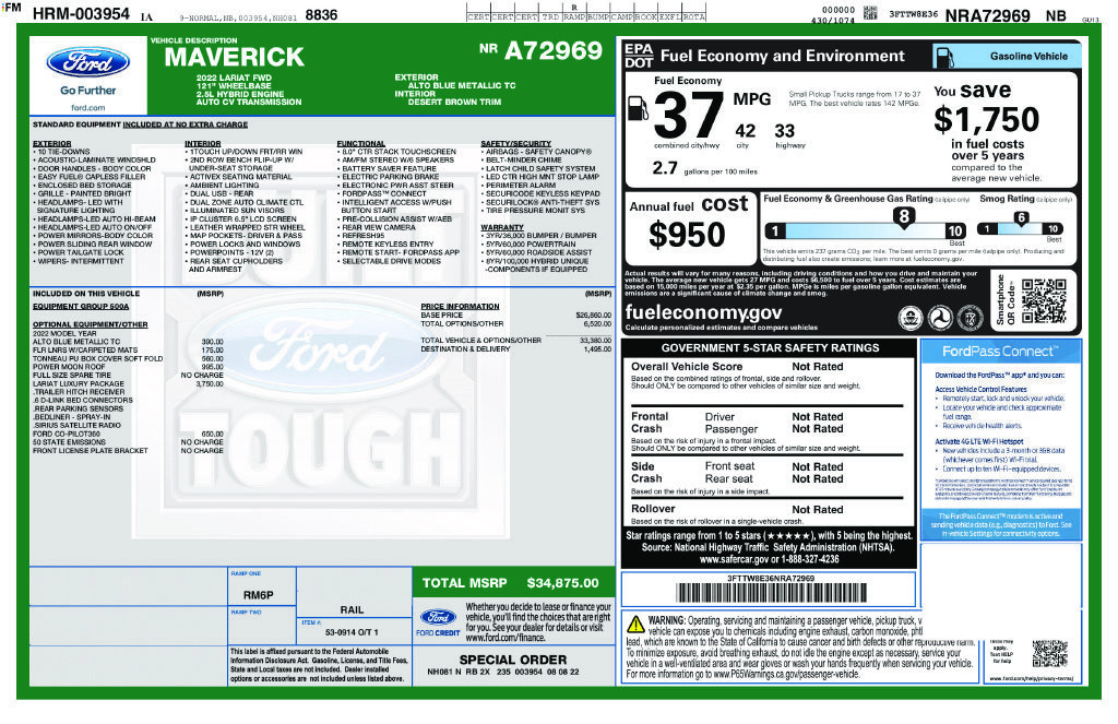 Certified 2022 Ford Maverick Lariat w/ Lariat Luxury Package FWD image 9