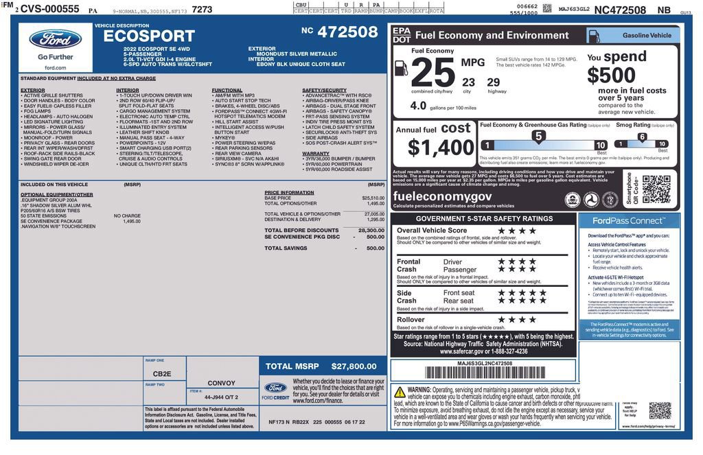 Certified 2022 Ford EcoSport SE w/ SE Convenience Package image 10