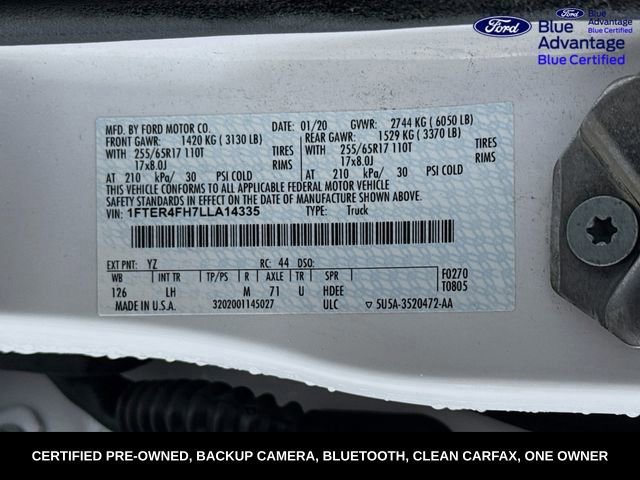 Certified 2020 Ford Ranger XLT w/ Equipment Group 301A Mid image 29