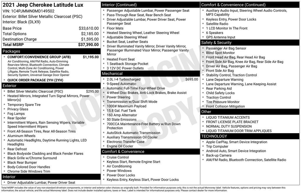 Used 2021 Jeep Cherokee Latitude Lux w/ Comfort/Convenience Group AWD/4WD image 46