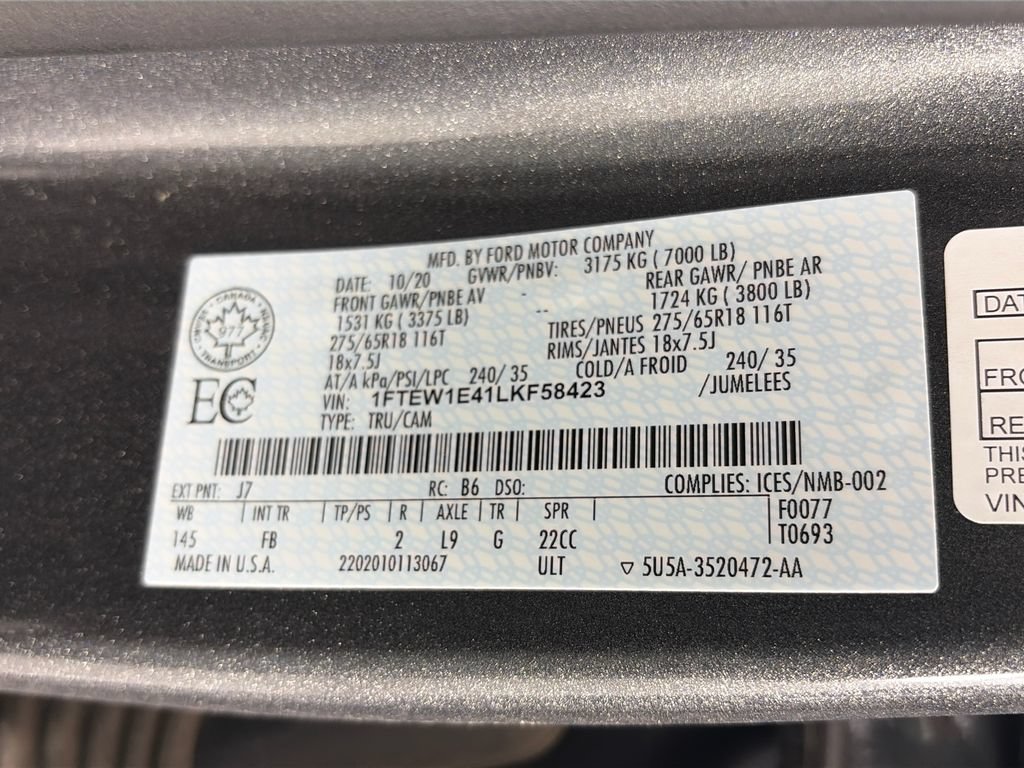 Certified 2020 Ford F150 XLT w/ Equipment Group 301A Mid AWD/4WD image 9