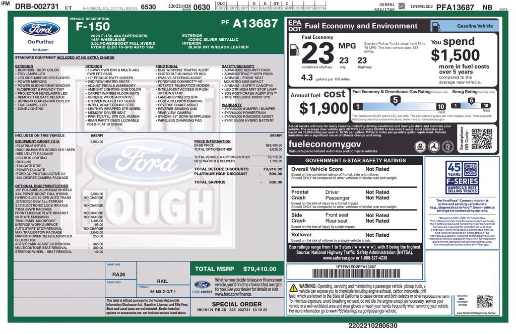 Certified 2023 Ford F150 Platinum w/ Equipment Group 701A High AWD/4WD image 3