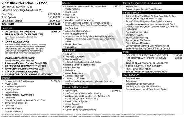 Used 2022 Chevrolet Tahoe Z71 w/ Z71 Off-Road Package image 30