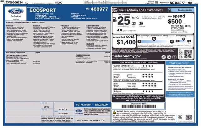 Certified 2022 Ford EcoSport S AWD/4WD image 13