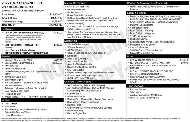 Used 2022 GMC Acadia SLE w/ Driver Convenience Package image 56