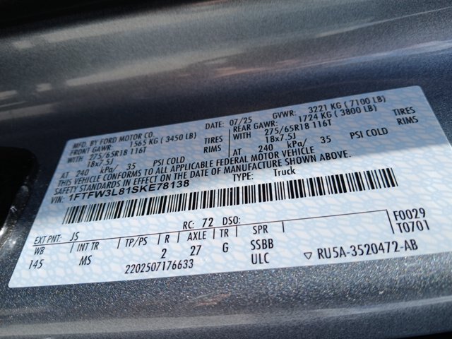Certified 2025 Ford F150 XLT w/ Equipment Group 301A Standard AWD/4WD image 17