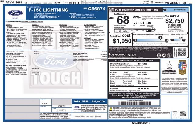Certified 2023 Ford F150 Lightning XLT w/ Equipment Group 312A High AWD/4WD image 5