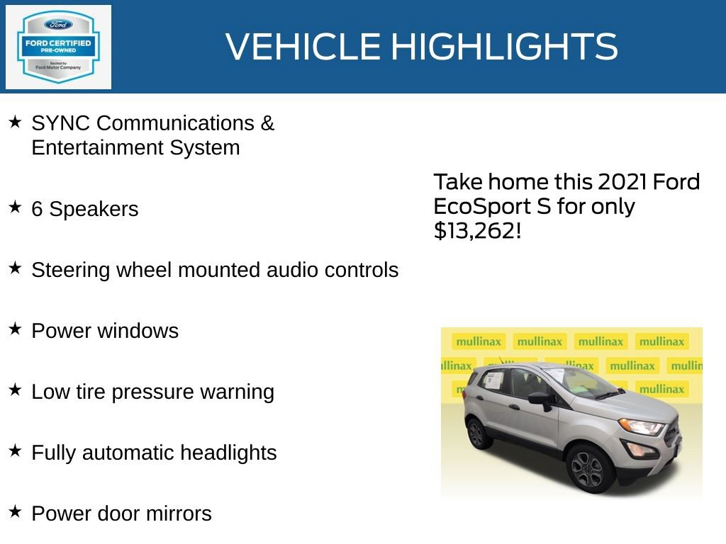 Certified 2021 Ford EcoSport S FWD image 23