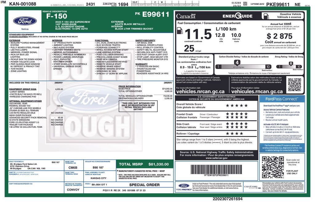 Certified 2023 Ford F150 Lariat w/ Equipment Group 502A High image 12