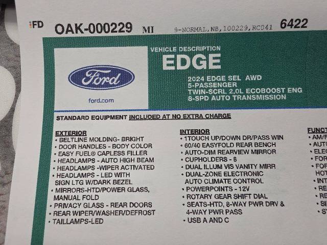 Certified 2024 Ford Edge SEL w/ Convenience Package AWD/4WD image 24