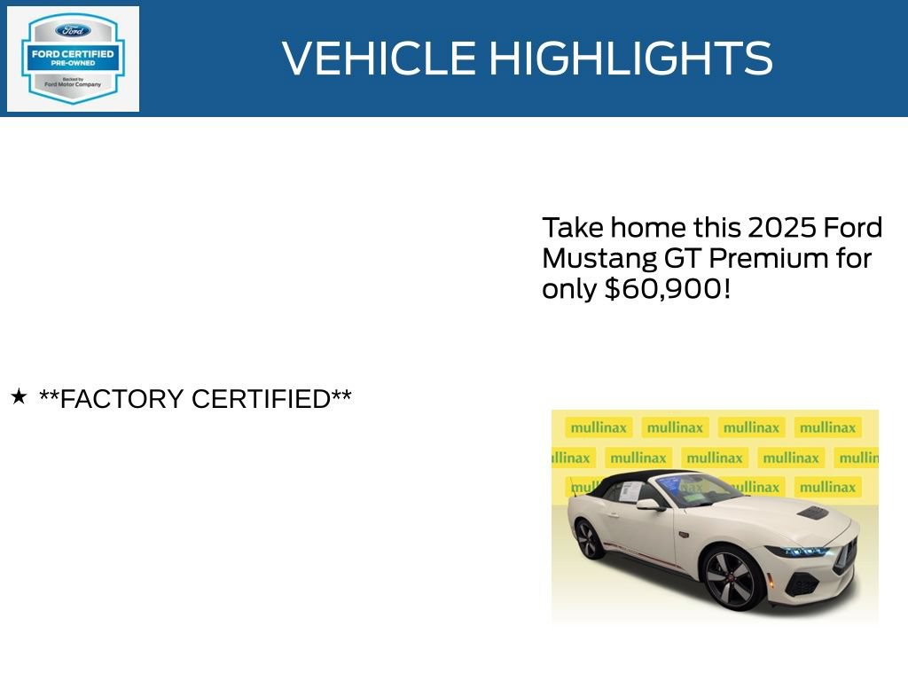 Certified 2025 Ford Mustang GT Premium w/ 60th Anniversary Package RWD image 12
