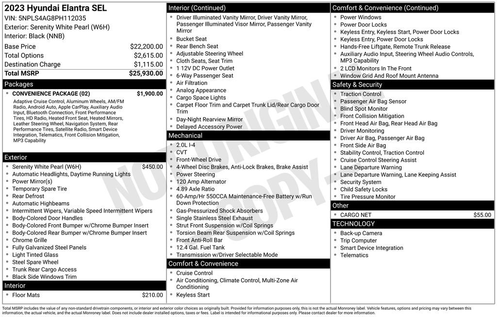 Used 2023 Hyundai Elantra SEL w/ Convenience Package FWD image 15