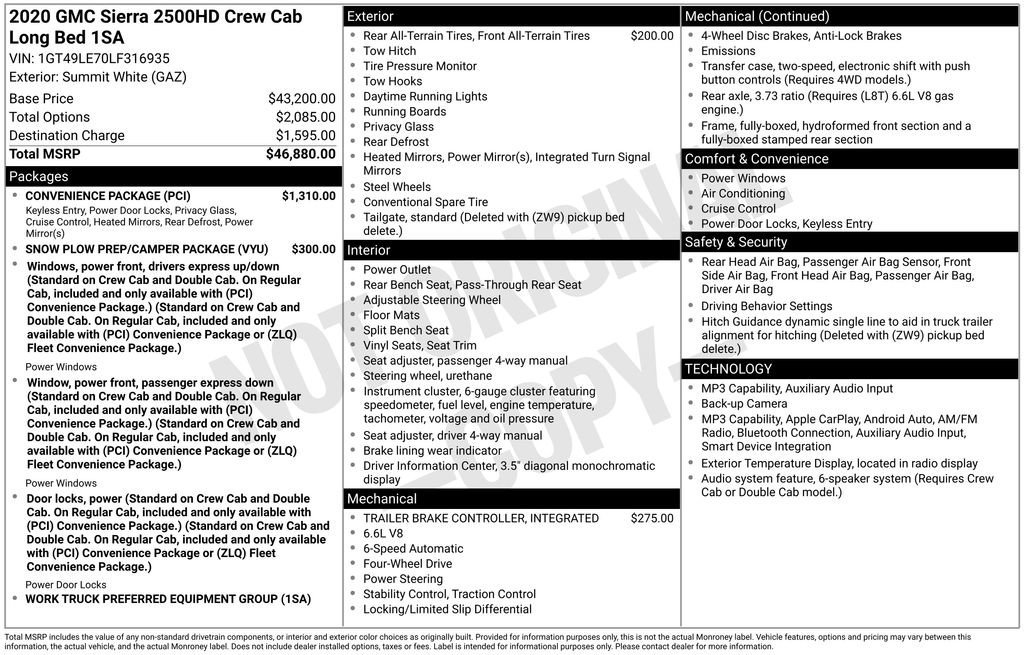 Used 2020 GMC Sierra 2500 4x4 Crew Cab w/ Convenience Package image 33