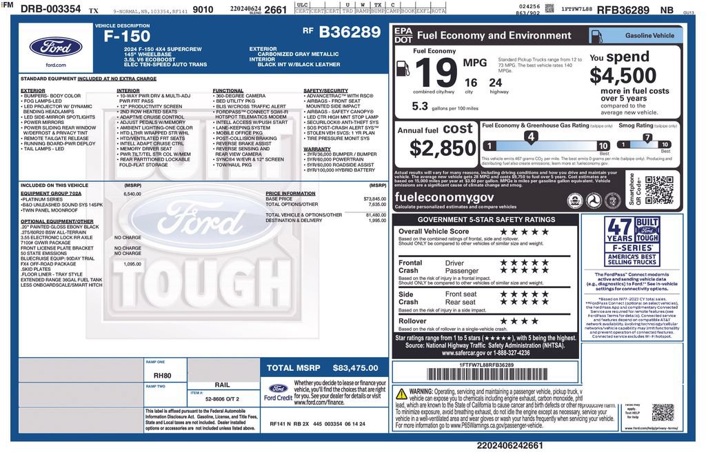 Certified 2024 Ford F150 Platinum w/ Equipment Group 702A High AWD/4WD image 30