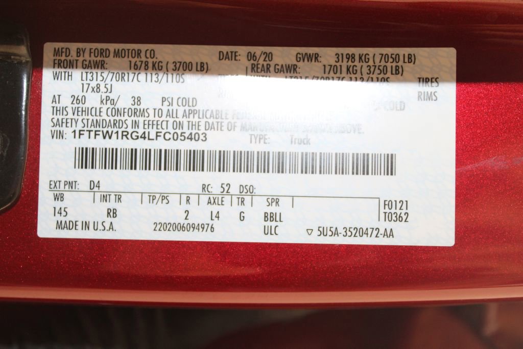 Certified 2020 Ford F150 Raptor w/ Equipment Group 801A Mid image 24