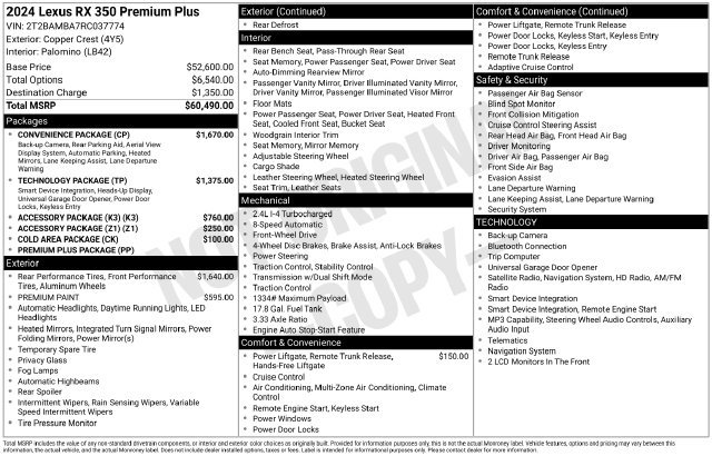 Used 2024 Lexus RX 350 Premium Plus w/ Convenience Package FWD image 32