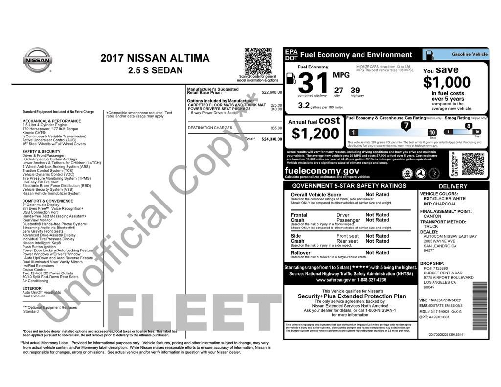 Used 2017 Nissan Altima 2.5 S w/ Power Driver Seat Package image 32