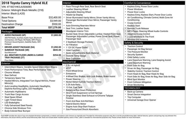 Used 2018 Toyota Camry XLE w/ Audio Package image 2