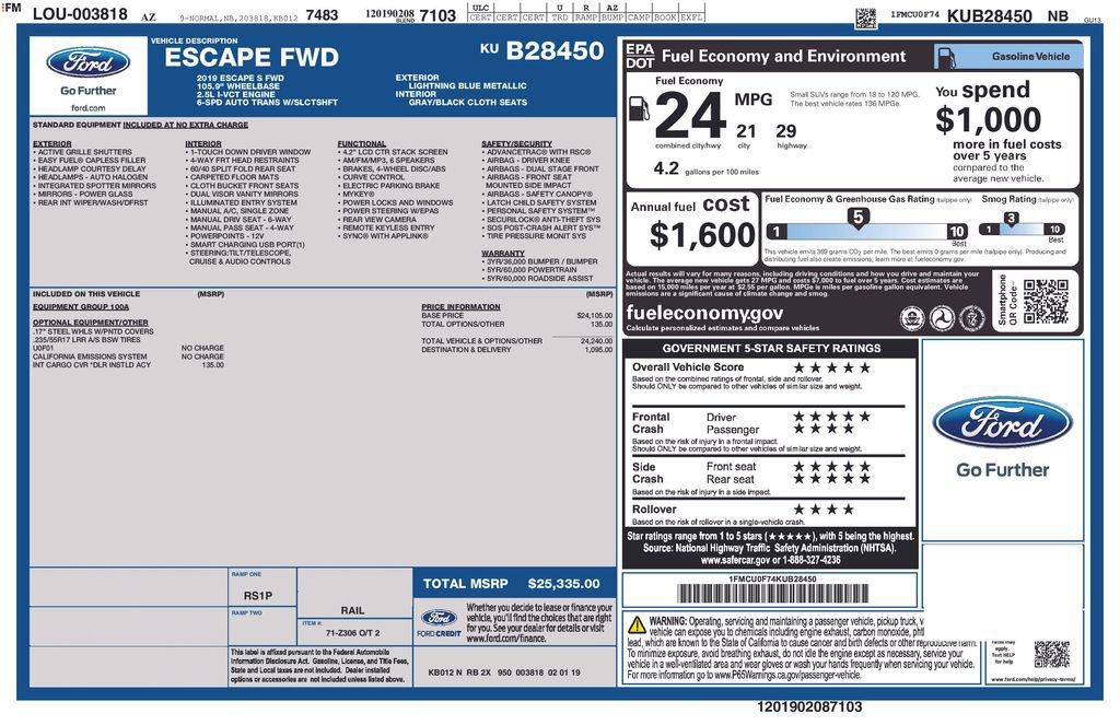Certified 2019 Ford Escape S FWD image 36
