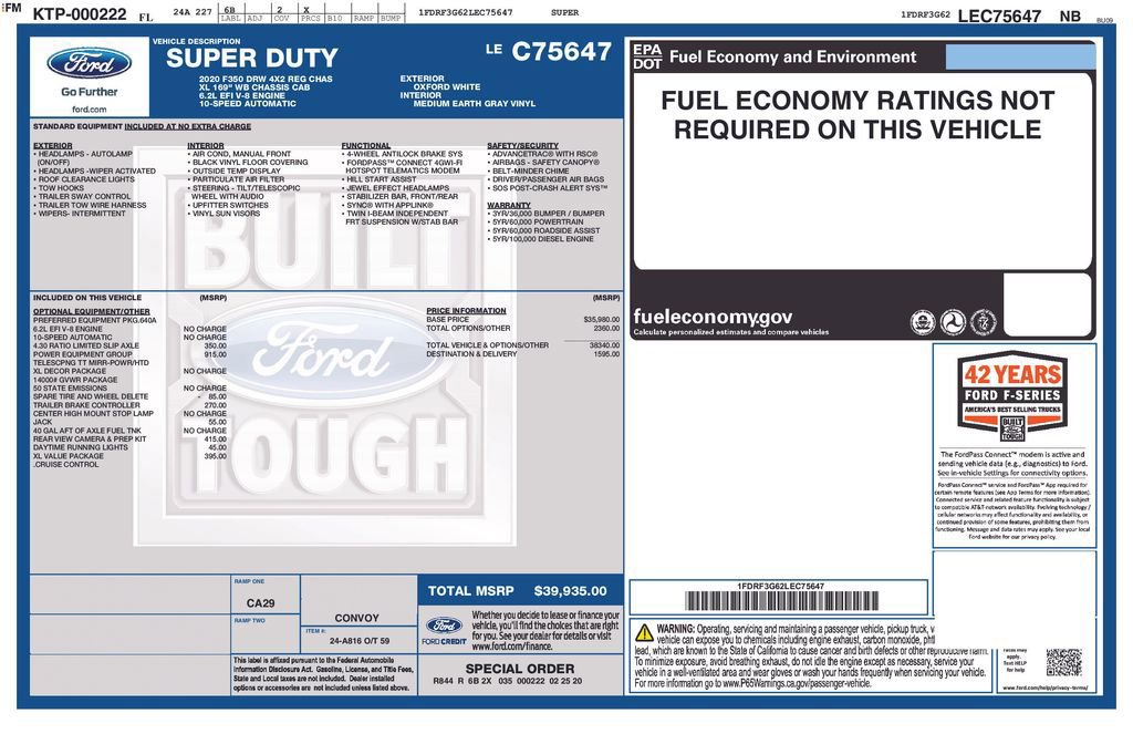 Certified 2020 Ford F350 XL w/ Power Equipment Group image 6