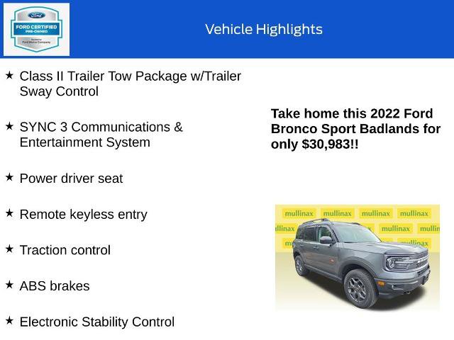 Certified 2022 Ford Bronco Sport Badlands AWD/4WD image 10
