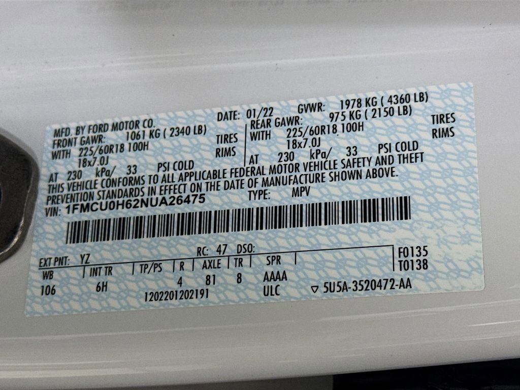 Certified 2022 Ford Escape SEL image 32