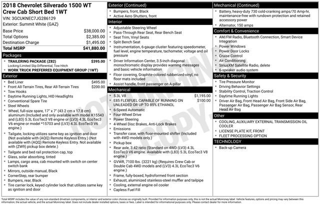 Used 2018 Chevrolet Silverado 1500 W/T w/ Trailering Package image 34