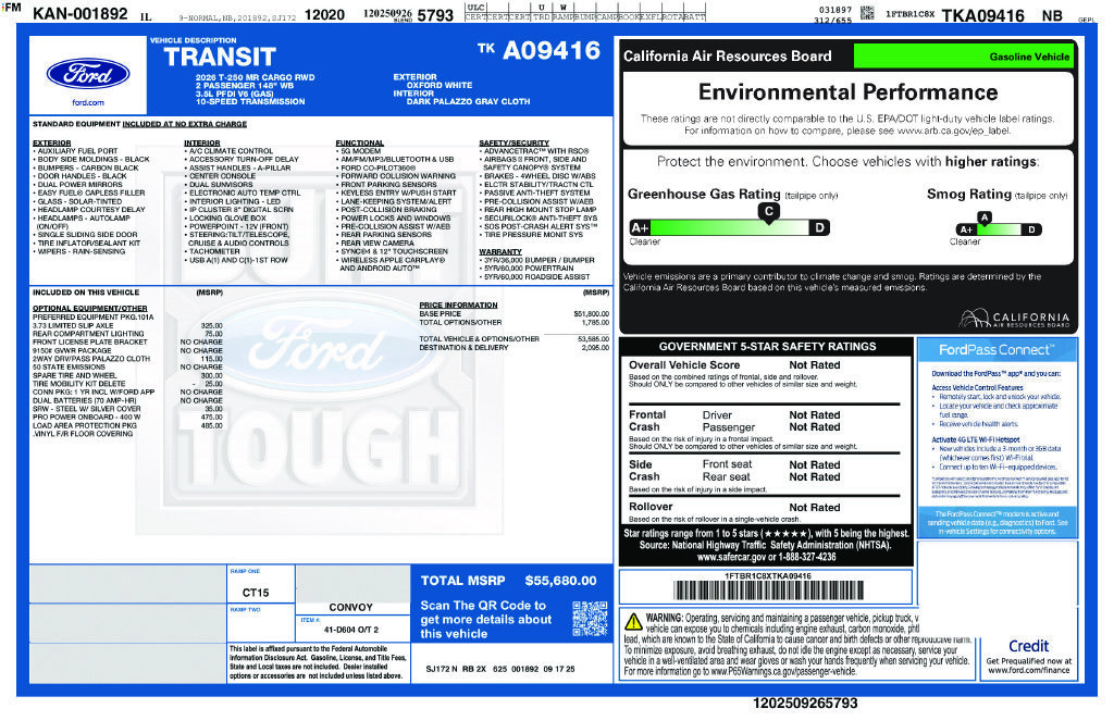 Certified 2026 Ford Transit 250 148 Medium Roof w/ Load Area Protection Package RWD image 12