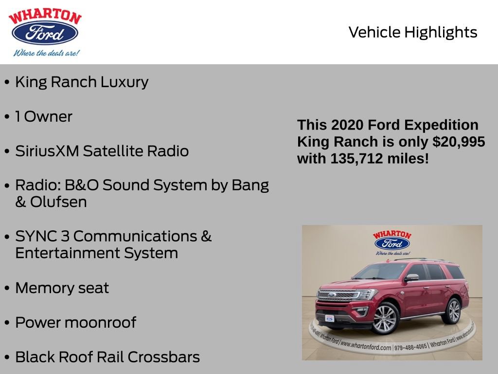 Certified 2020 Ford Expedition King Ranch w/ Cargo Package RWD image 6
