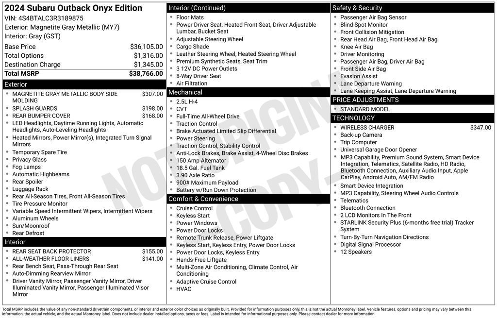 Used 2024 Subaru Outback Onyx Edition AWD/4WD image 37