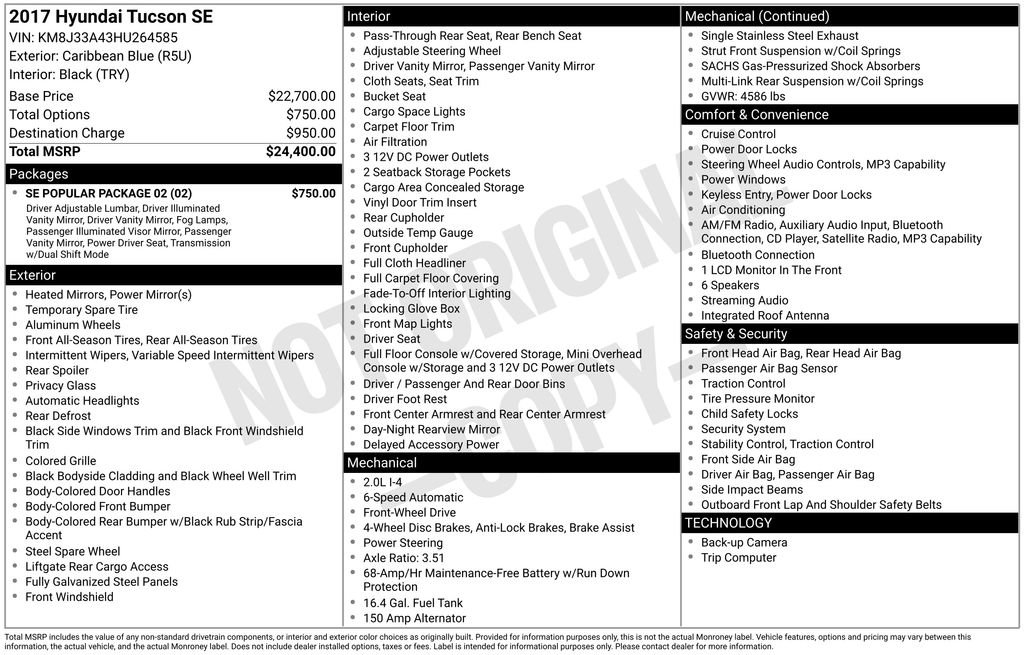 Used 2017 Hyundai Tucson SE w/ SE Popular Package 02 FWD image 3