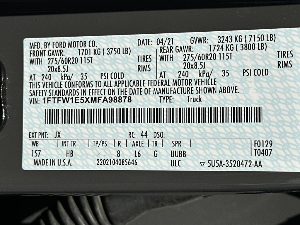 Certified 2021 Ford F150 Lariat w/ Equipment Group 502A High AWD/4WD image 34