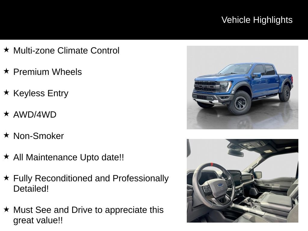 Certified 2022 Ford F150 Raptor w/ Equipment Group 801A High AWD/4WD image 31