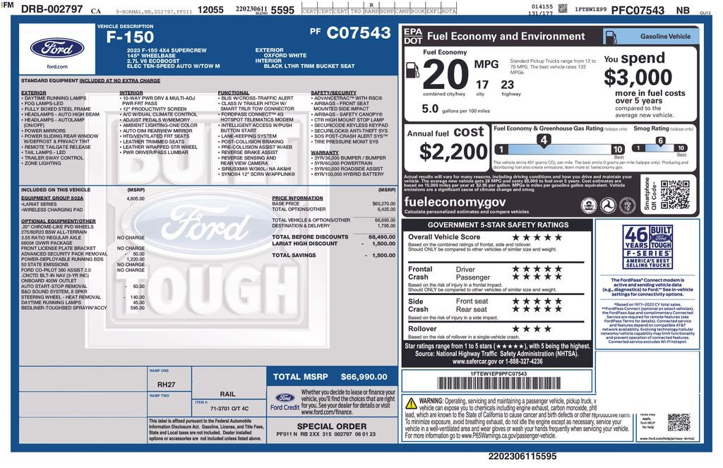 Certified 2023 Ford F150 Lariat w/ Equipment Group 502A High image 6