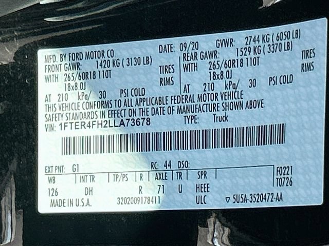 Certified 2020 Ford Ranger Lariat w/ Equipment Group 501A Mid AWD/4WD image 40