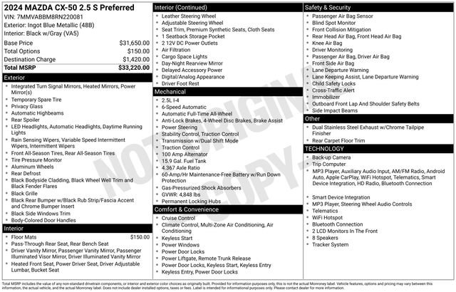 Used 2024 MAZDA CX-50 AWD 2.5 S w/ Preferred Package image 37