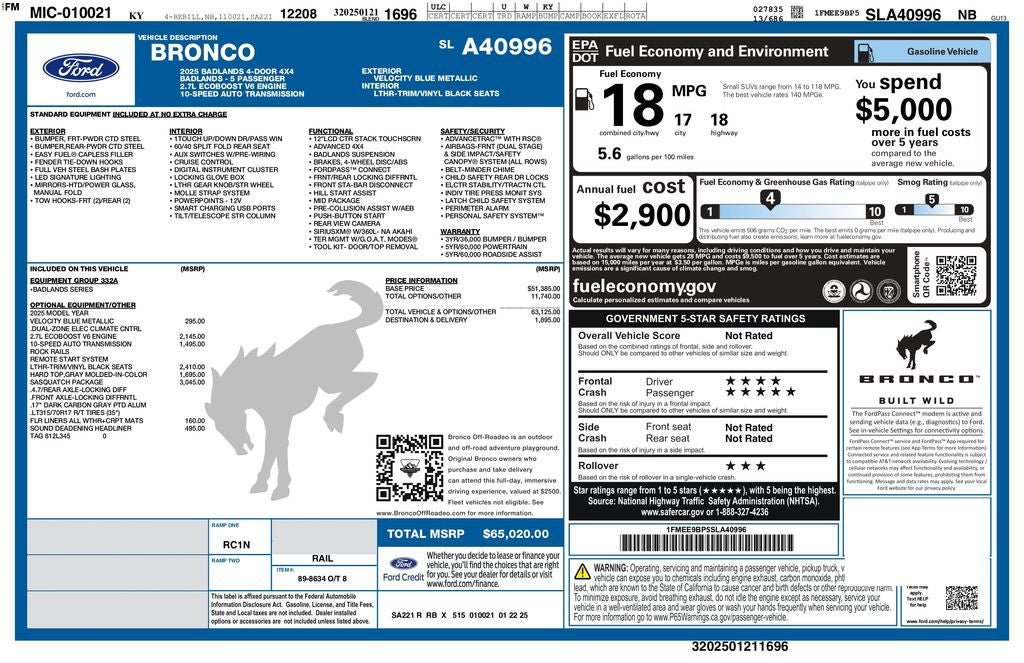 Certified 2025 Ford Bronco Badlands w/ Sasquatch Package AWD/4WD image 44