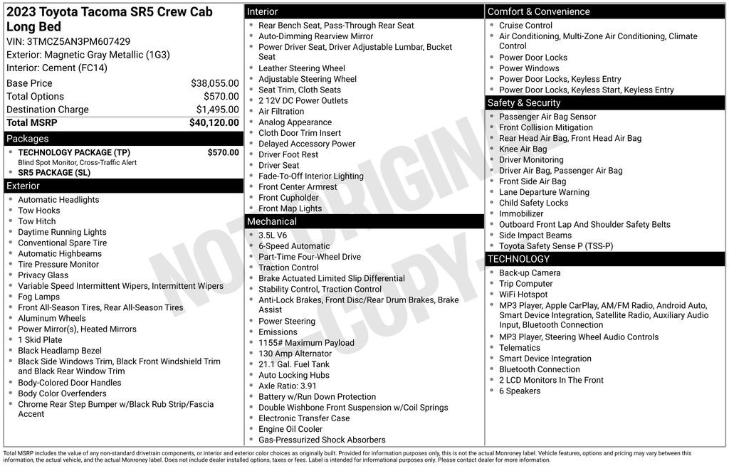 Used 2023 Toyota Tacoma SR5 w/ Technology Package AWD/4WD image 26